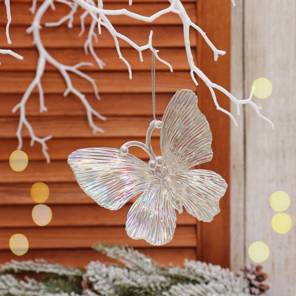 Цена за 2 шт. Подвеска "Сказочная бабочка" 10*11 см, Белый