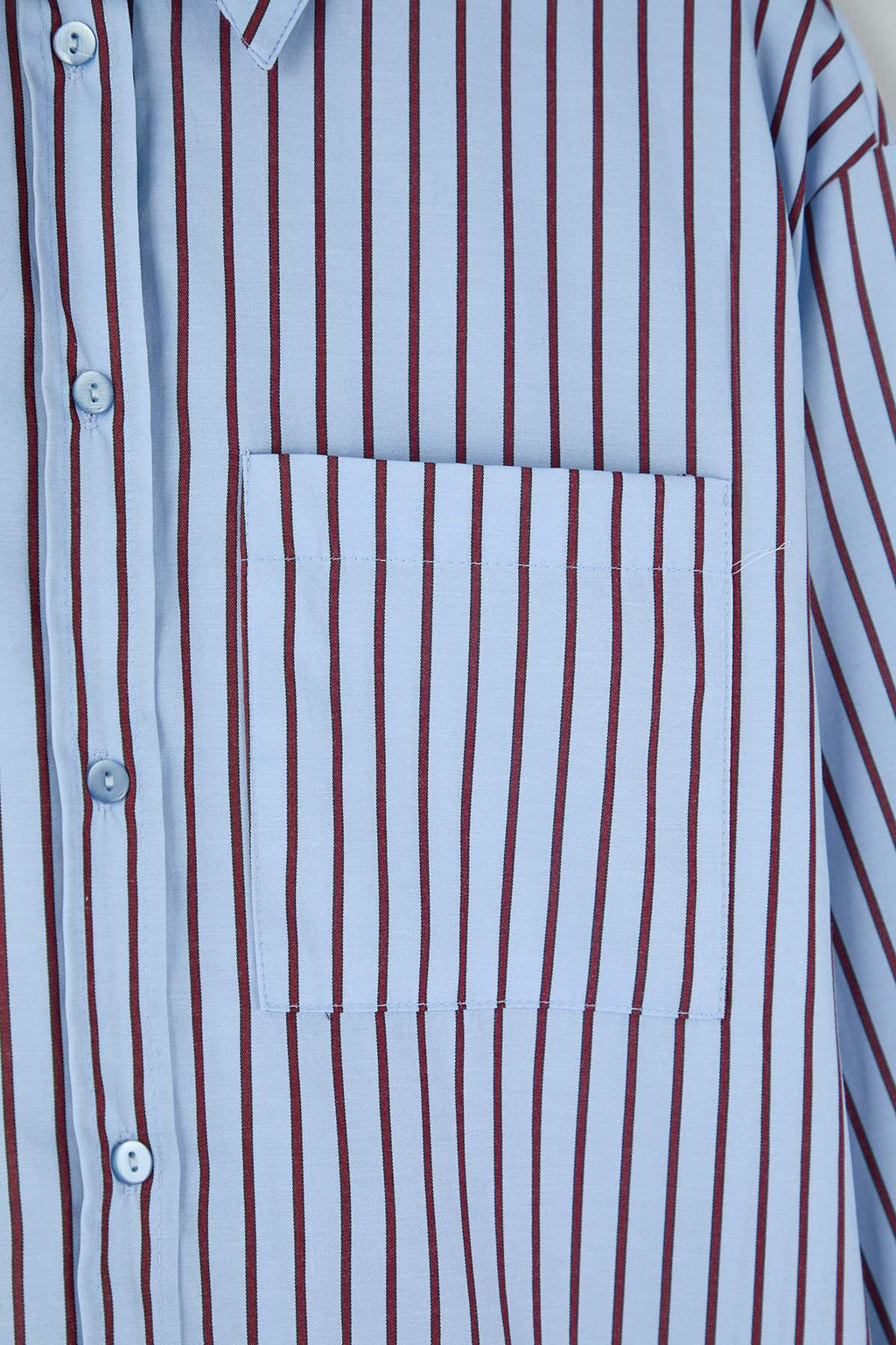 Mavi-Bordo Cizgili Oversize Gomlek - Trendyolmilla фото 3