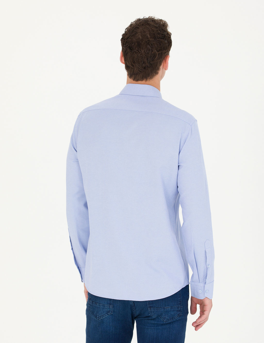 A__k Mavi Slim Fit Uzun Kollu G_mlek