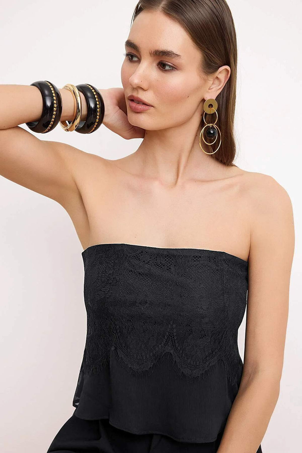 Siyah Dantel Detayl? Yoryo Sifon Bluz TPRSS26BZ00050