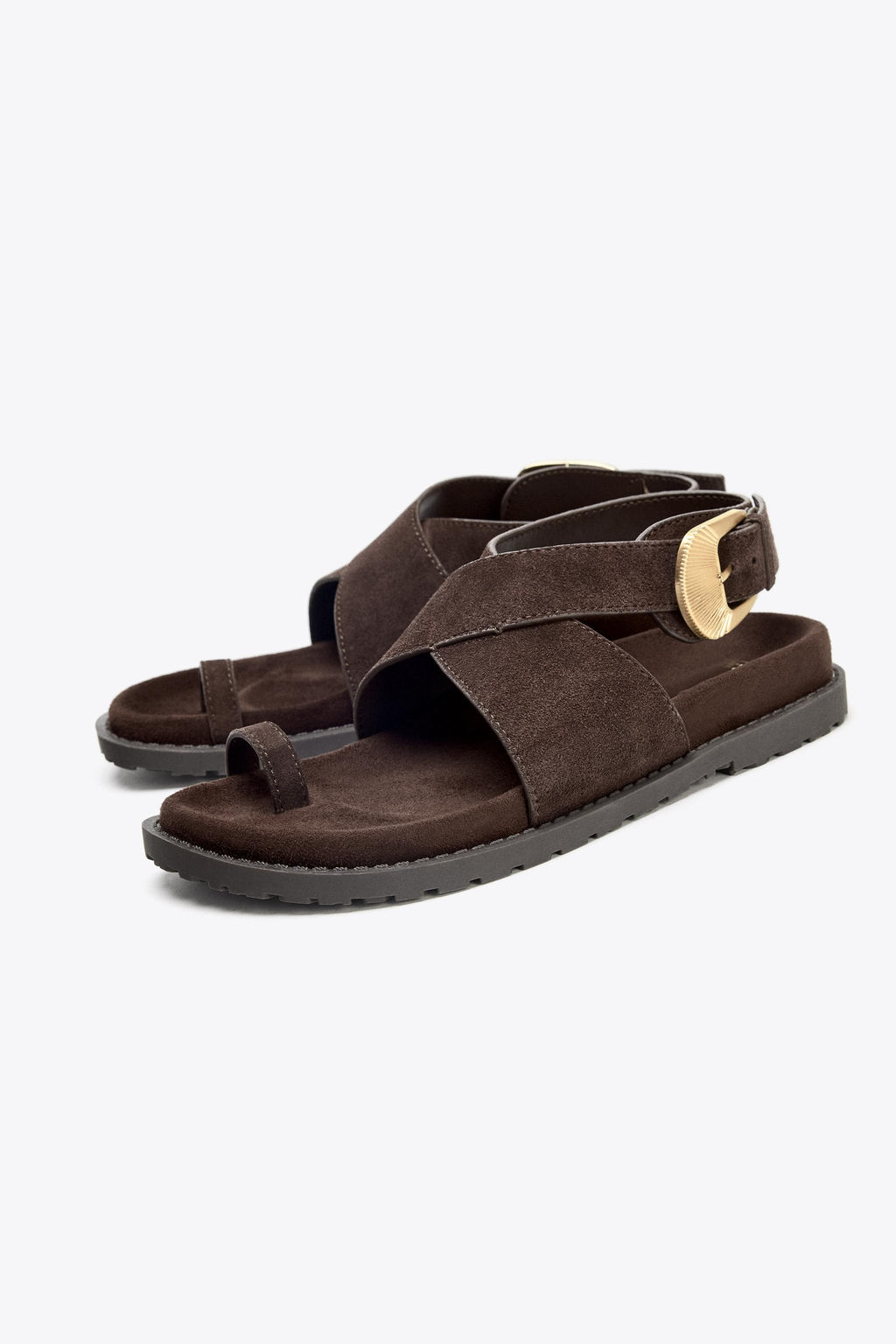 SPLIT SUEDE TOE POST BUCKLE SANDALS - Zara фото 13
