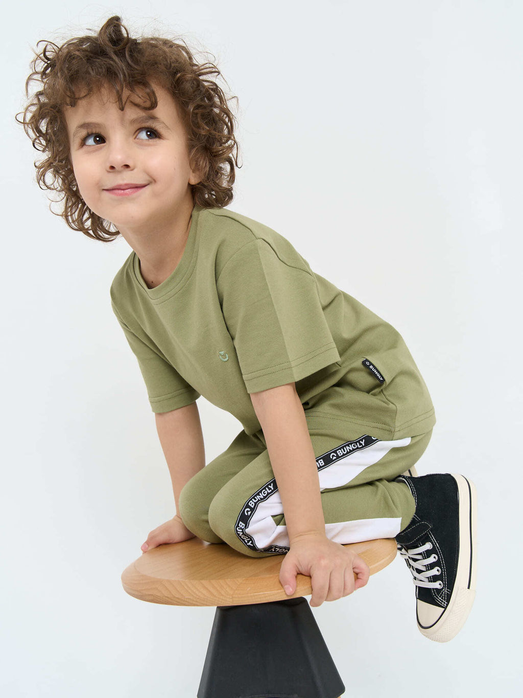 Брюки со спущенным шагом и лампасами Олива - Bungly фото 2