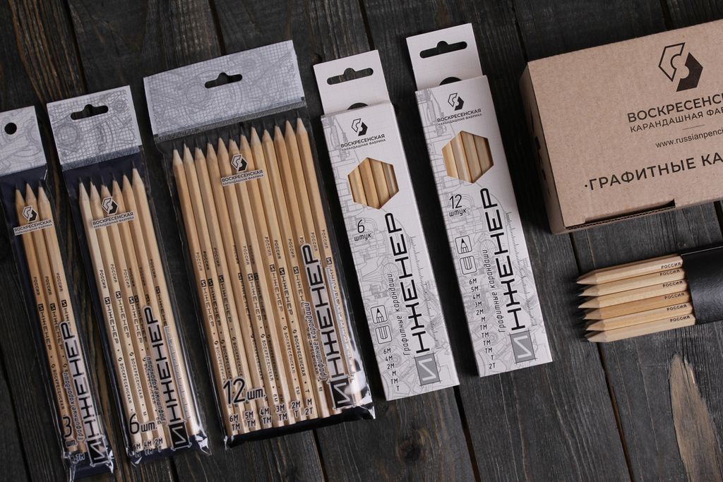 ВКФ ИНЖЕНЕР 6P-1240 Набор граф. карандашей ОПП заточенный ассорти 8 х 6 шт. 6М (6В), 4М(4В), 2М(2В), М(В), ТМ(НВ), Т(Н)