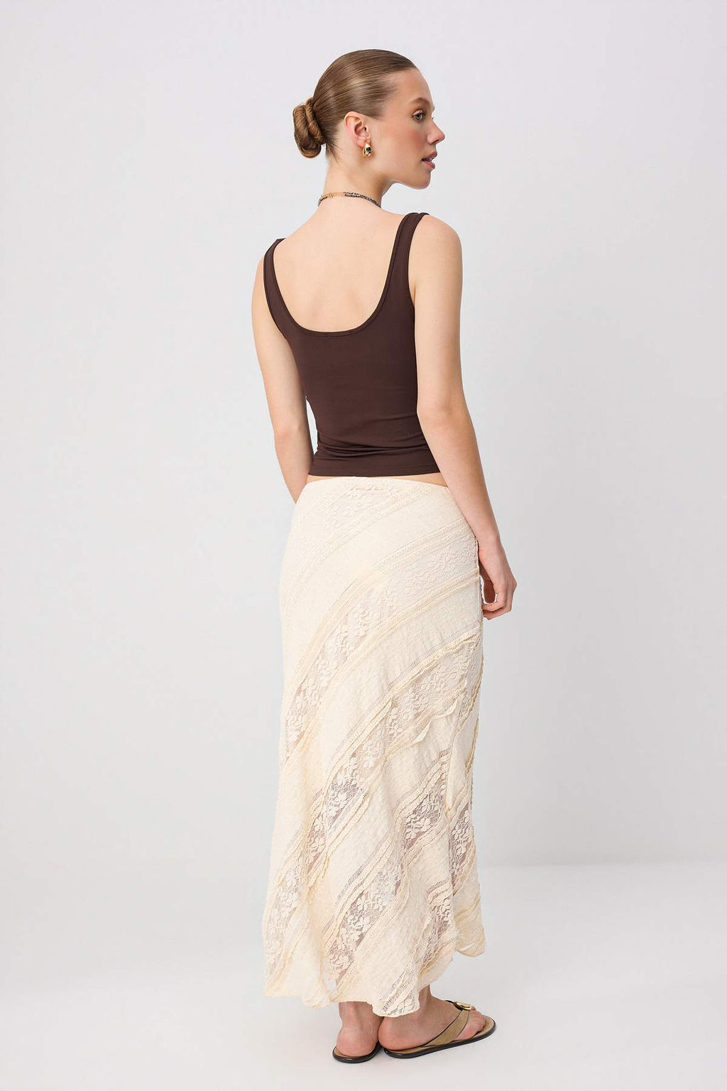 Ekru D_z Midi Dantel _rme Etek TWOSS26ET00276 - Trendyolmilla фото 4
