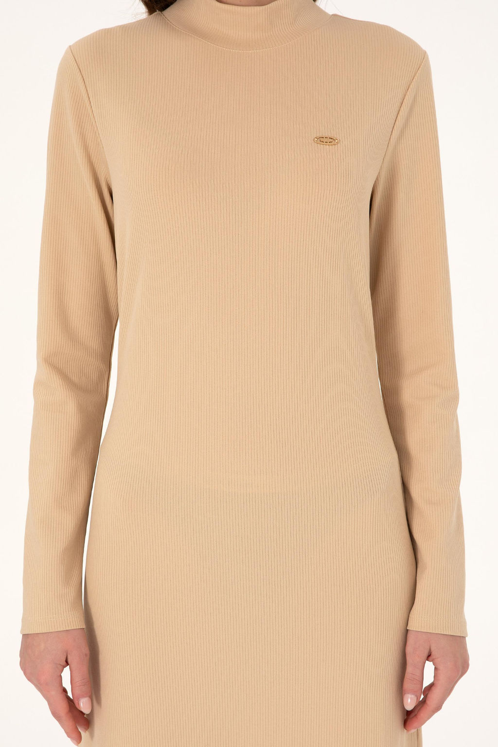 Женское трикотажное платье песочного цвета Неожиданная скидка в корзине - U.s. polo assn фото 5