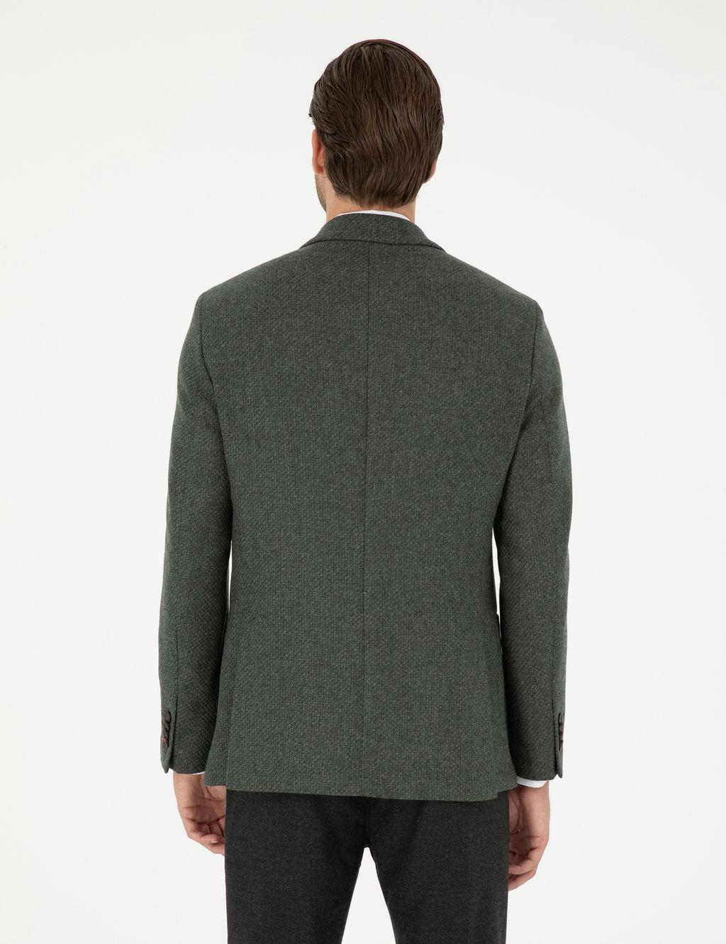 Haki Y_n Kar___ml_ Slim Fit Ceket
