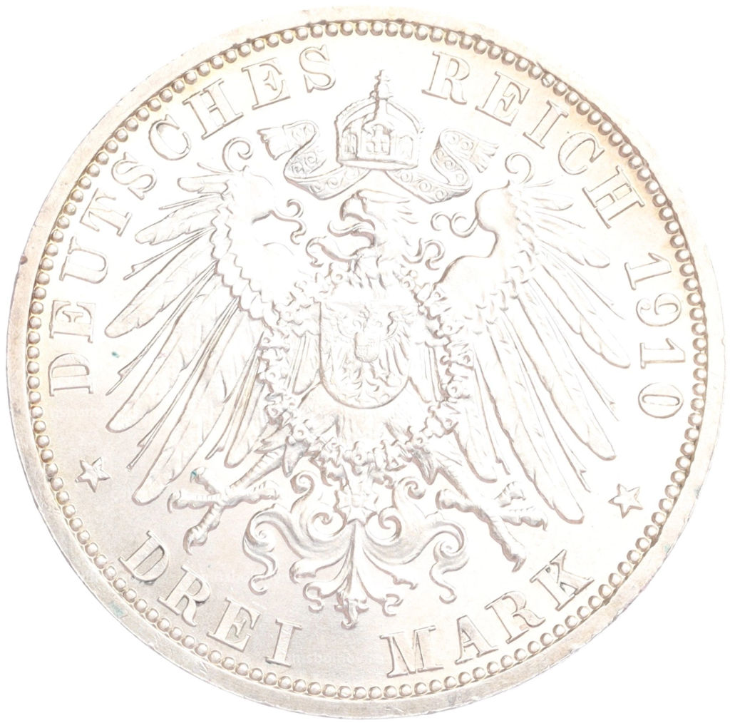 Монета 3 марки 1910 года A Германия (Саксен-Веймар-Aйзенах) Свадьба Вильгельма и Феодоры