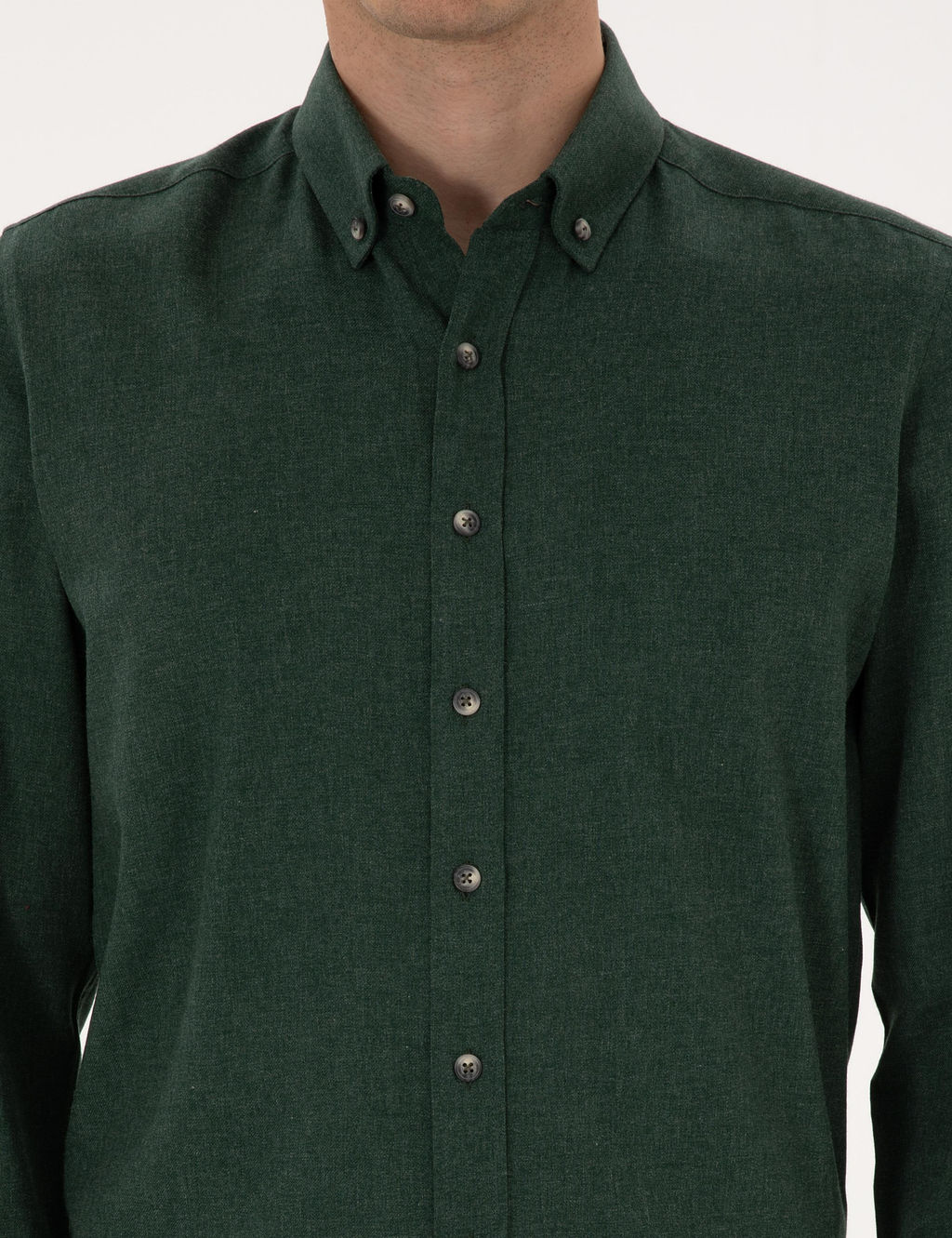 Ye_il Flanel Dokulu Slim Fit Uzun Kollu G_mlek - Pierre cardin фото 6