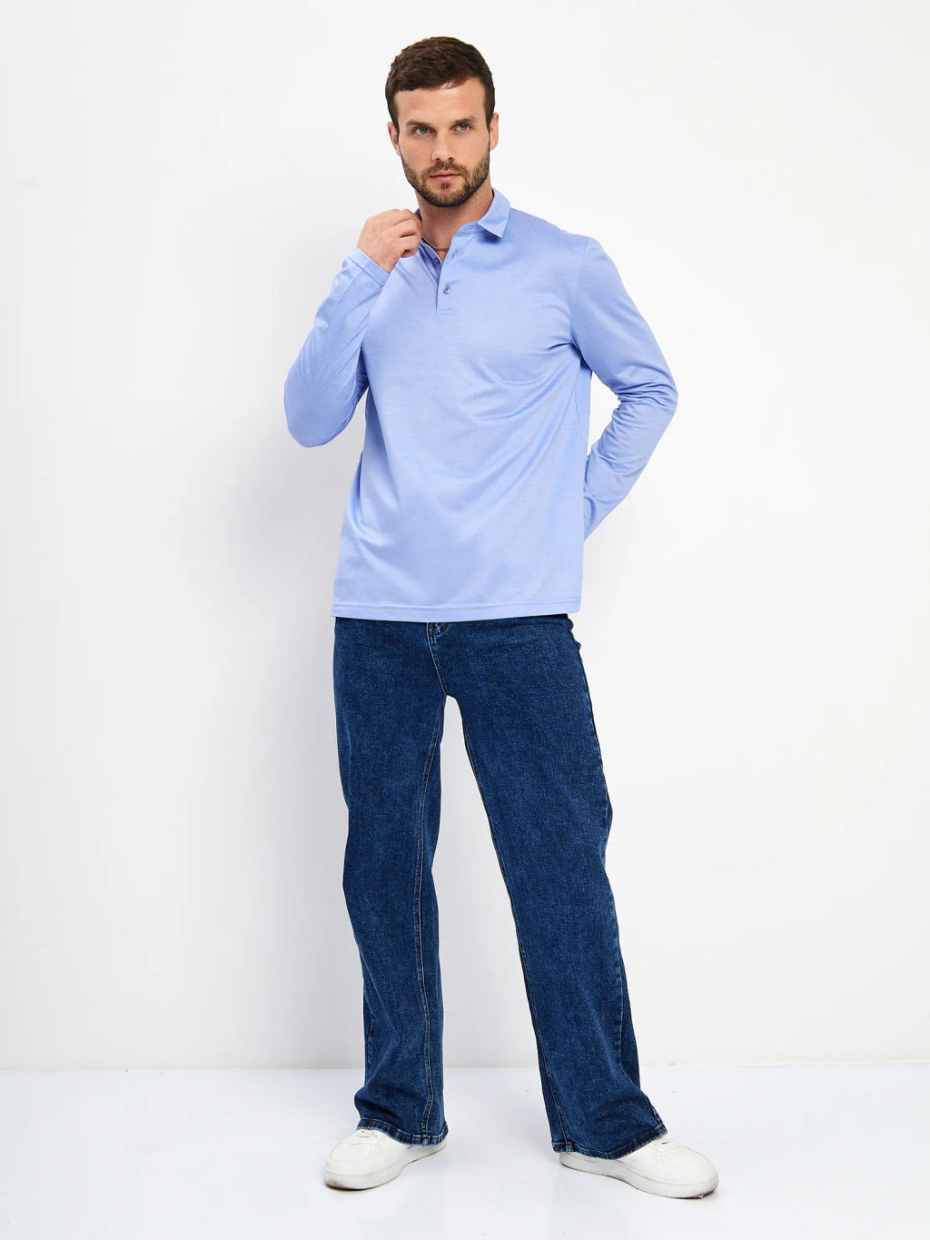 Джемпер мужской с воротником поло GREG G155-PM4-LT1629 (голубой)  фото 13