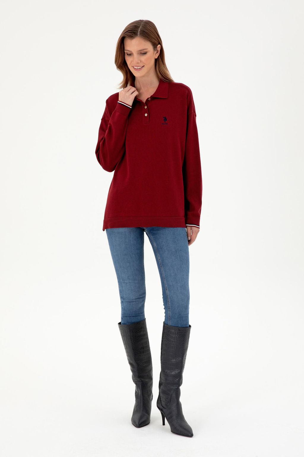 Женский бордовый свитер Неожиданная скидка в корзине - U.s. polo assn фото 4