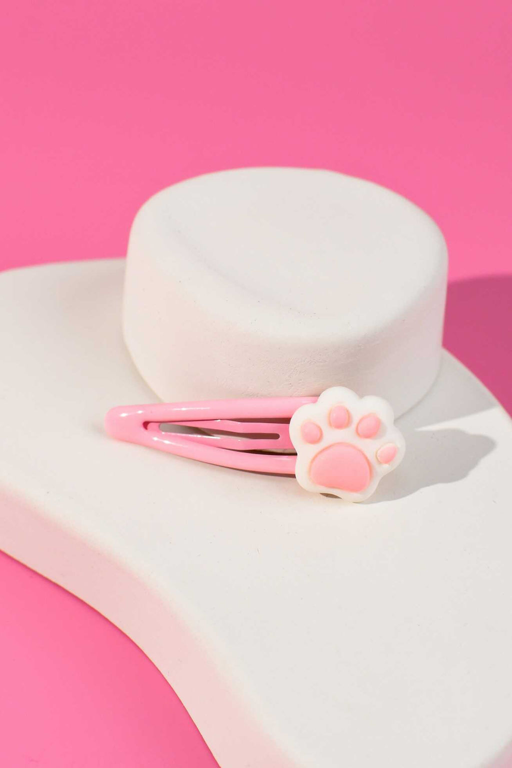 Набор заколок для волос клик-клак, глянцевые, арт. 71740 / 10 ЛАПКИ (в наборе: 2шт., 5,4 см, черный металл, полиэфирная смола, цвет: розовый, подложка из мелованного картона + ПЭТ-пакет с европодвесом)