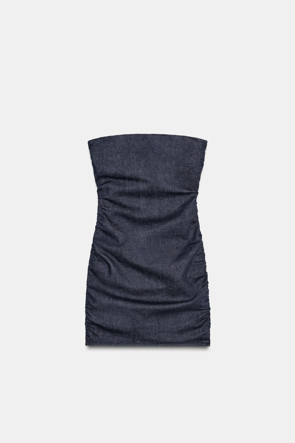 TRF DENIM BANDEAU DRESS WITH GATHERING - Zara фото 7