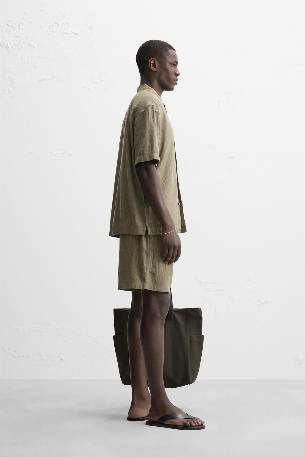GEOMETRIC PRINT JACQUARD BERMUDA SHORTS - Zara фото 5