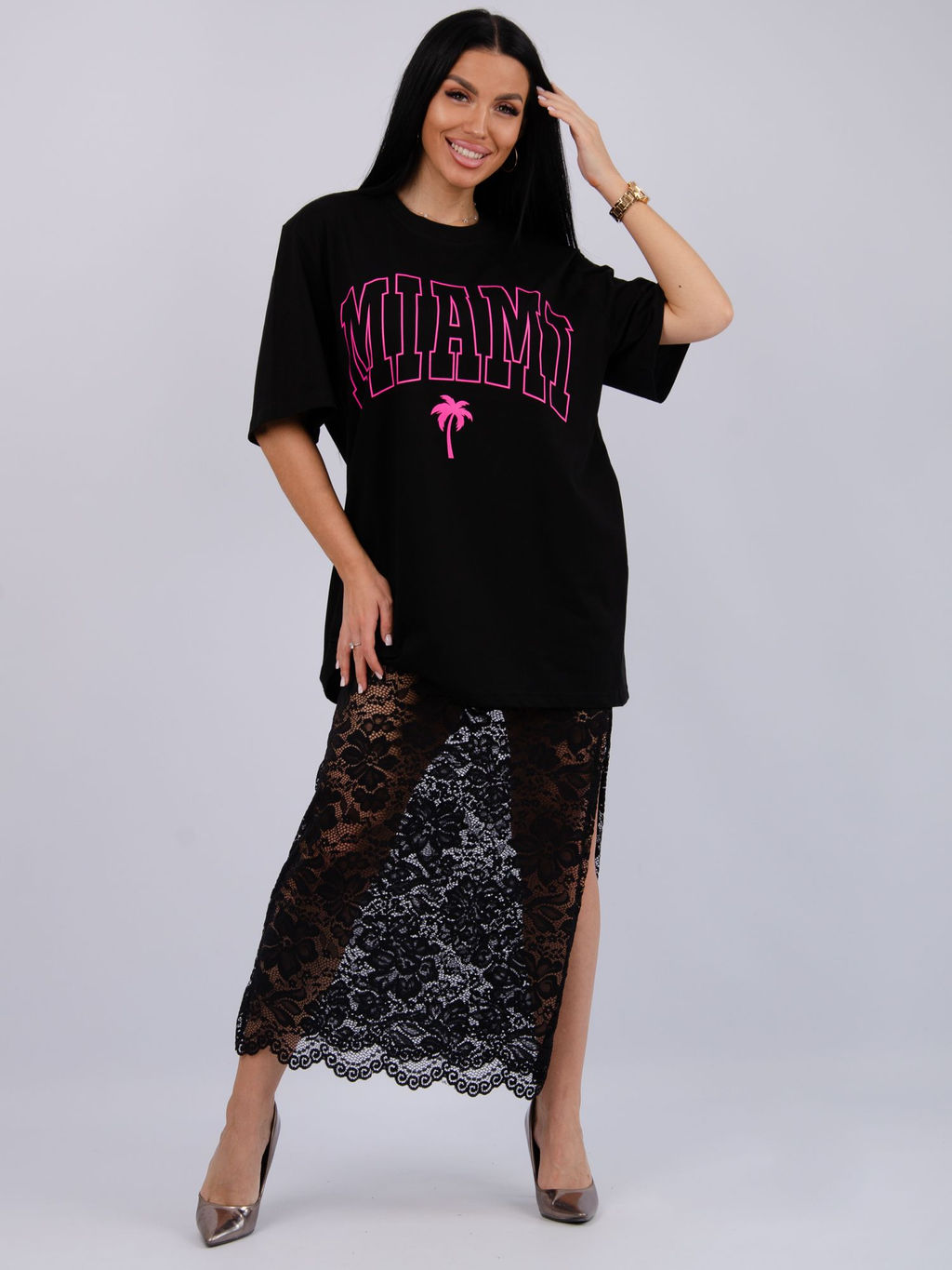 Костюм Монохром 2 чёрный, трикотаж - Малина фото 6