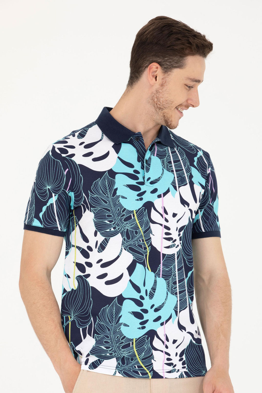 U. S. Polo Assn Мужская темно-синяя футболка с воротником-поло - U.s. polo assn фото 3