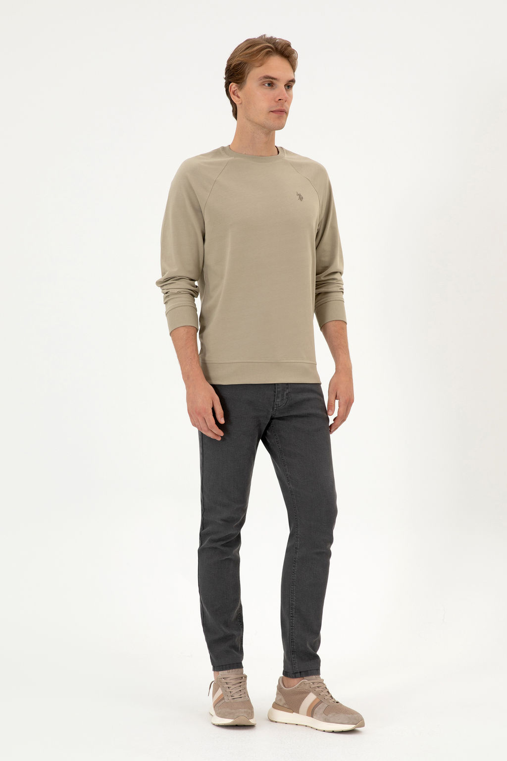 Erkek A__k Haki Basic Sweatshirt Sepette S_rpriz _ndirim - U.s. polo assn фото 11