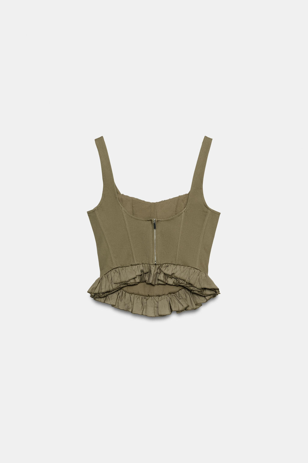 TOP CORSETERO VOLANTES / Khaki oscuro - Zara фото 6