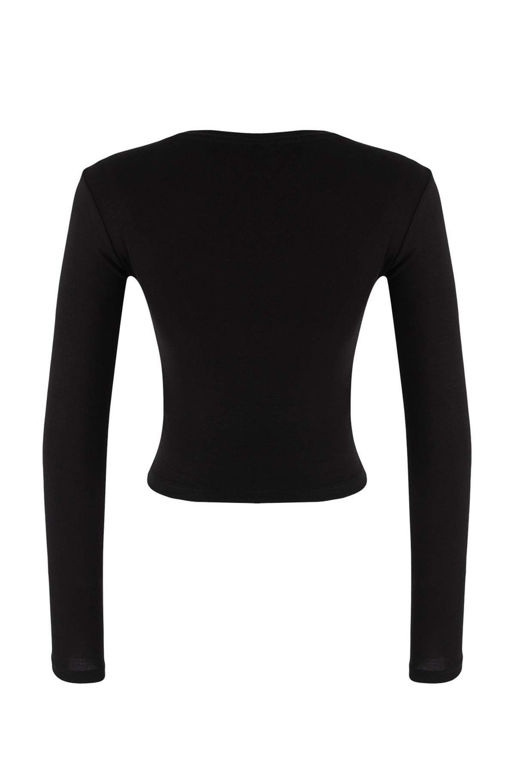 Trendyolmilla Siyah-Ekru Ikili Paket Crop/K?sa Fitted/Vucuda Oturan Orme Bluz TWOAW25BZ00061 фото 18