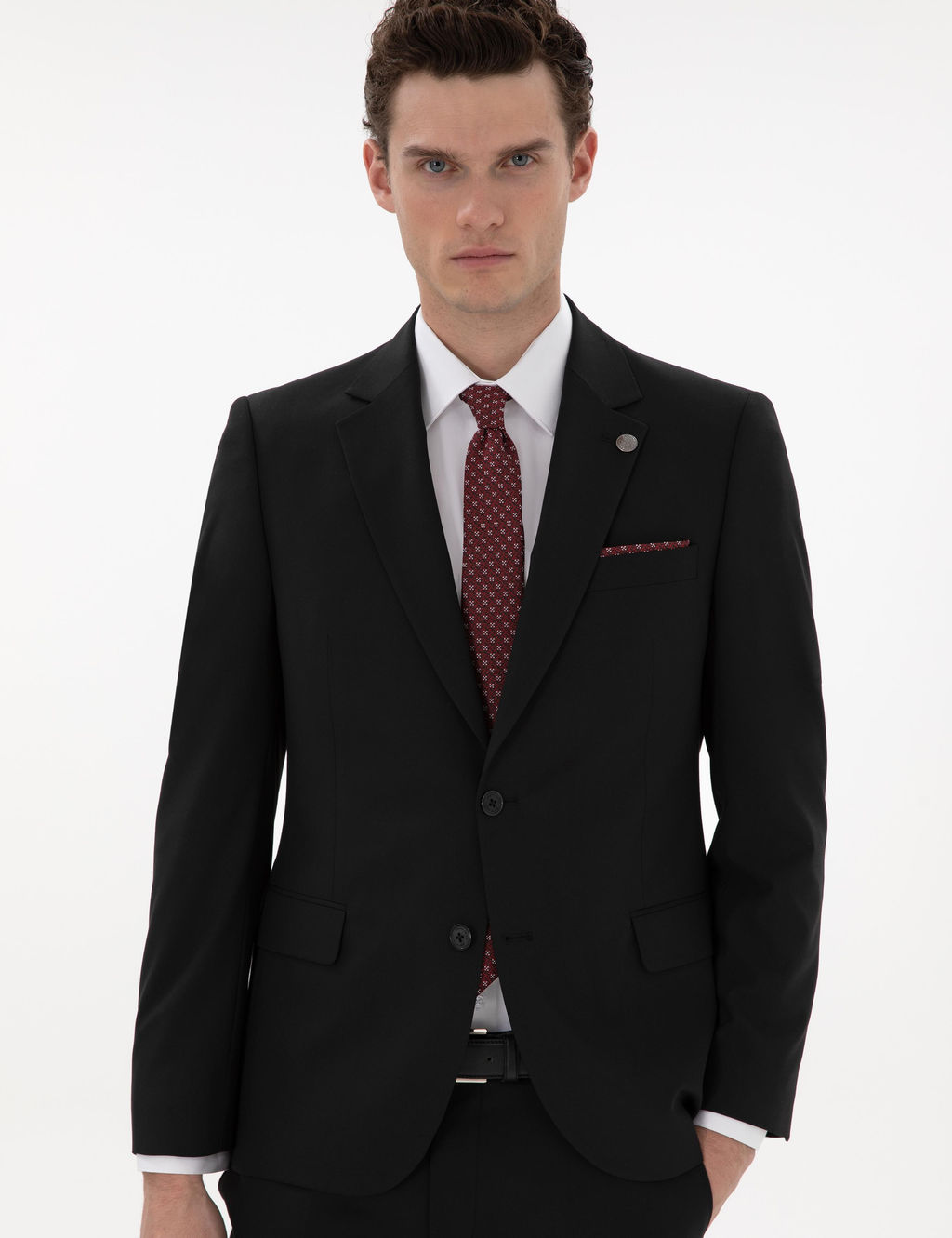 Siyah Slim Fit Tak_m Elbise