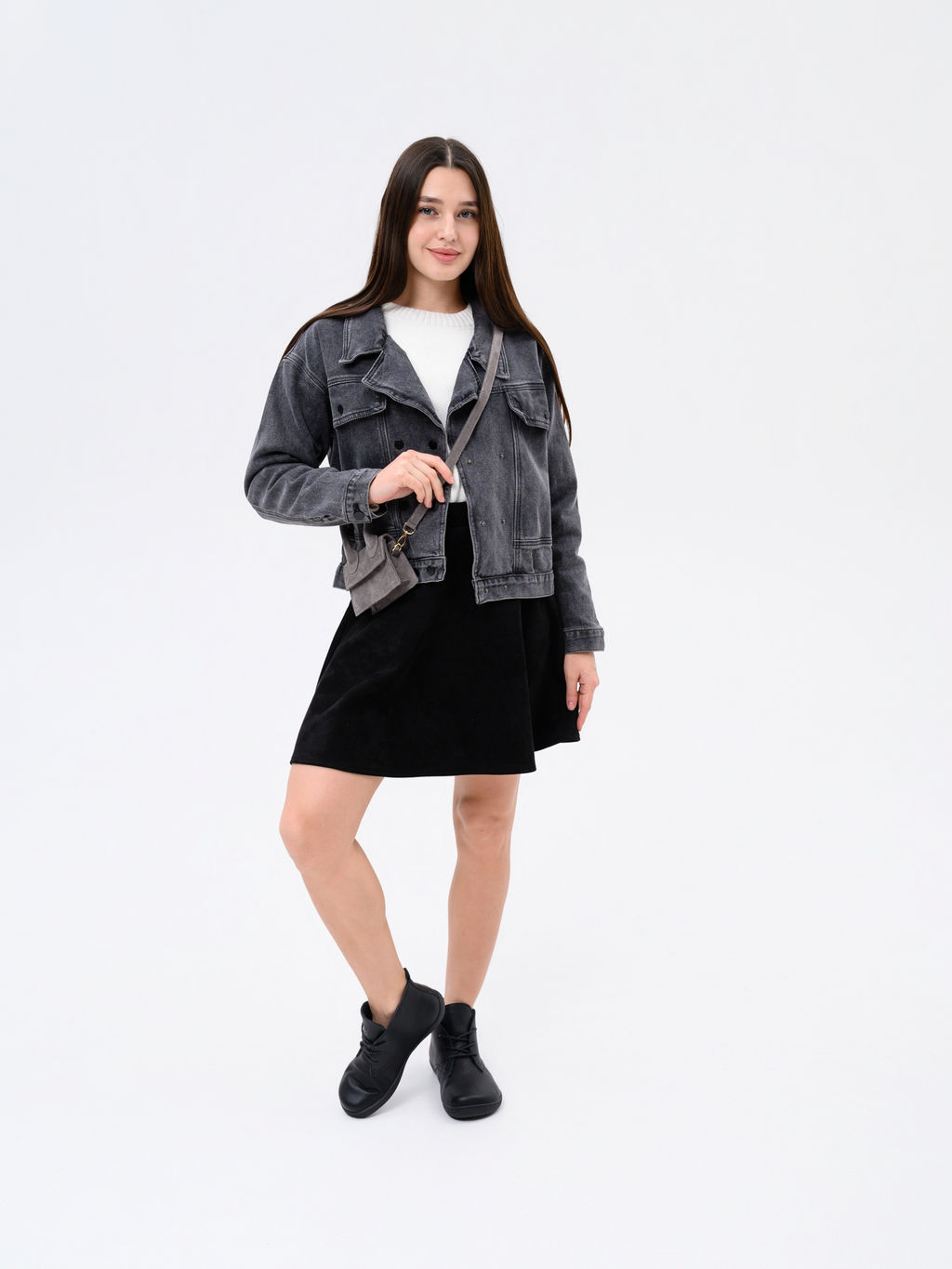 Ботинки женские демисезонные 208.NATAbl.Черный флоттер/Байка