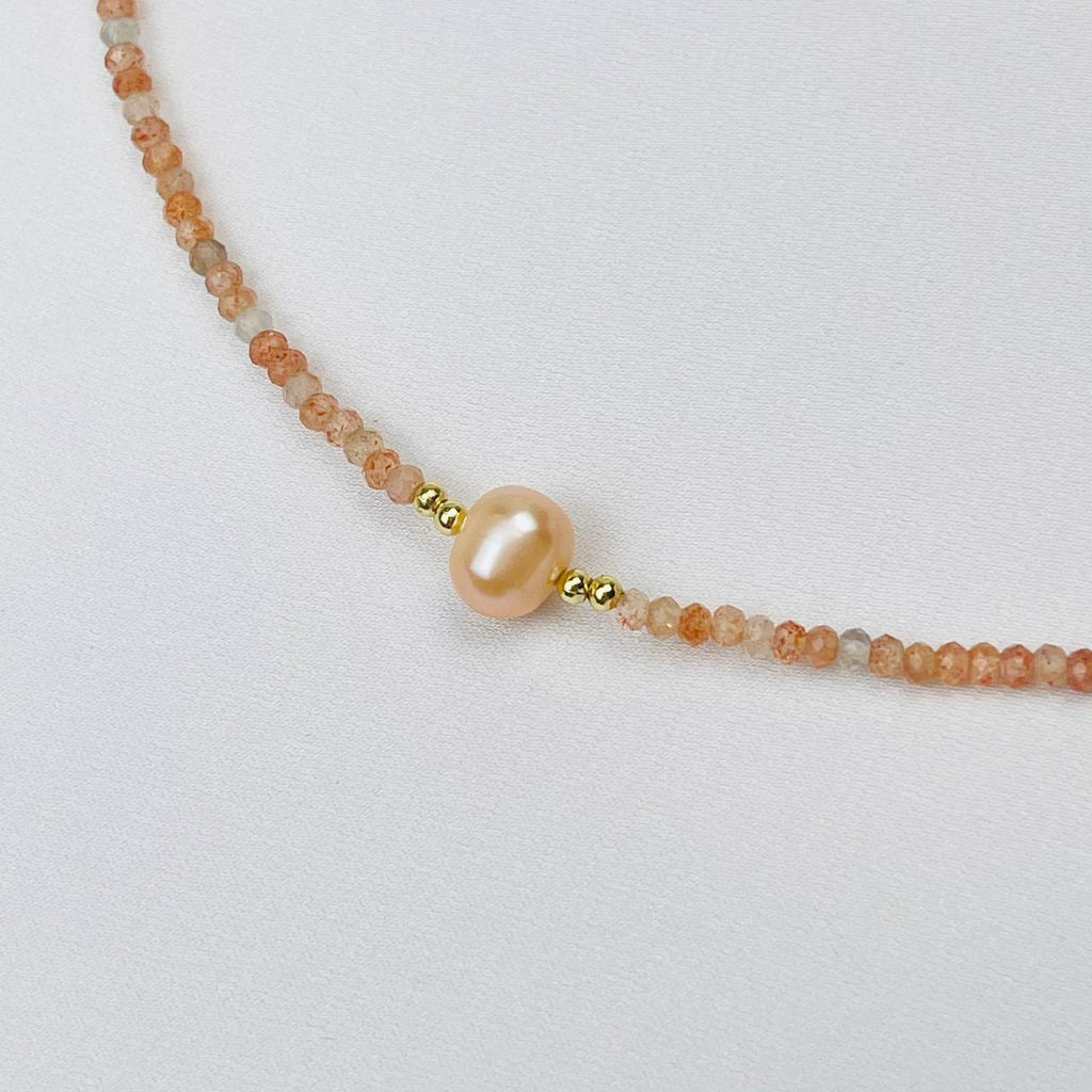 Чокер из Солнечного камня и Жемчуга 38 см +