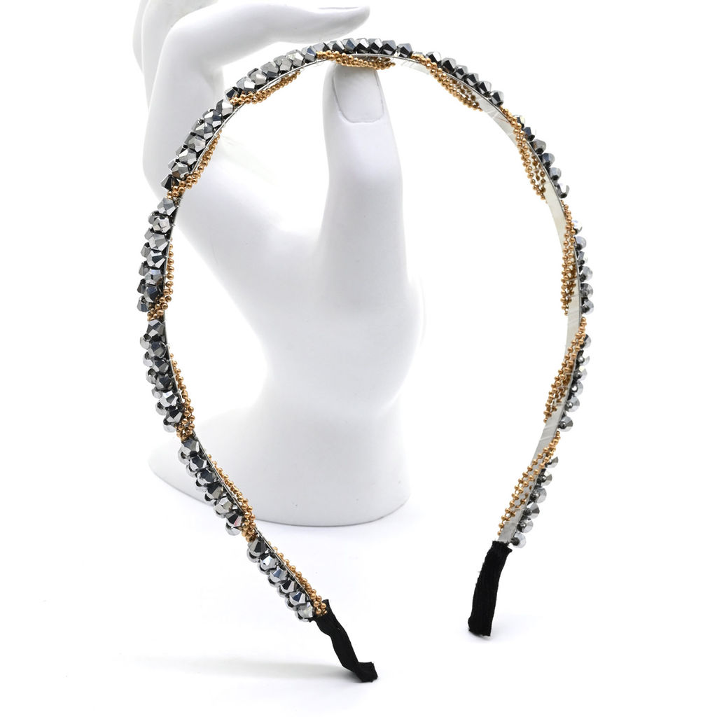 Ободок для волос с цирконом, цвет серебристый