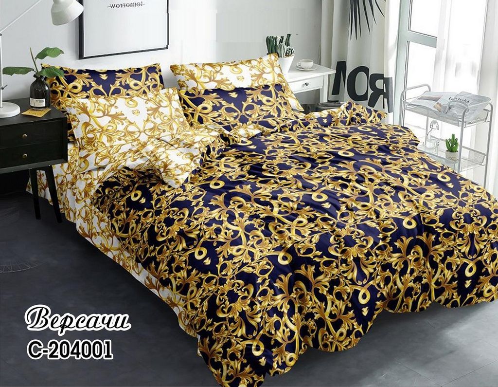 Постельное белье - Сатин Версаче Евро (молния) - Luteks фото 2