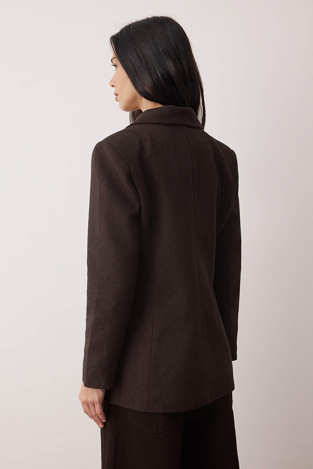 Lacivert Kase Bal?ks?rt? Kruvaze Kapama Normal Kal?p Dokuma Blazer Ceket TWOAW26BC00037 - Trendyolmilla фото 7