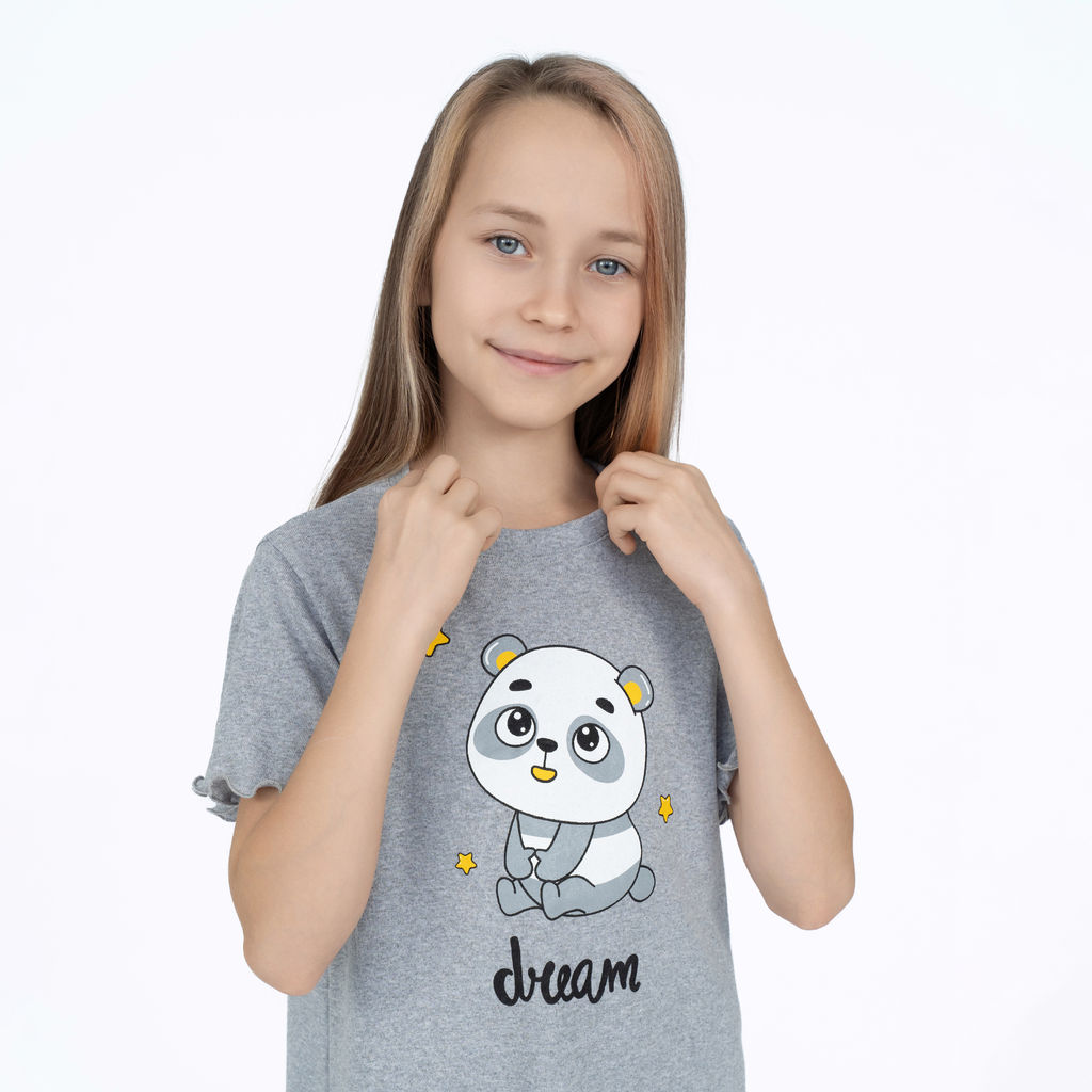 Сорочка для девочки меланж панда 818 (128, 64)