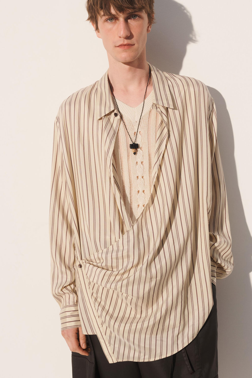 Рубашка Camisa Cruzada Rayas вискозная песочная