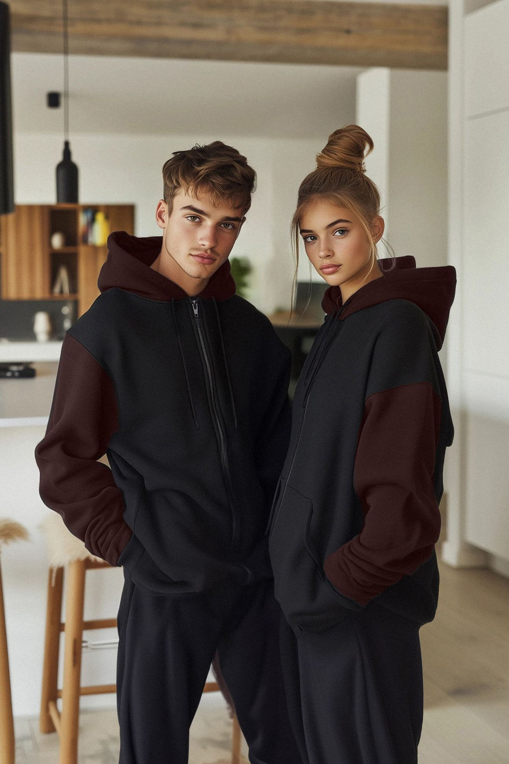 TRENDYOL MAN Indigo Oversize/Genis Kesim Polarl?/S?cak Tutan Fermuarl? Kapusonlu H?rka/Sweatshirt TMNAW25SW00076
