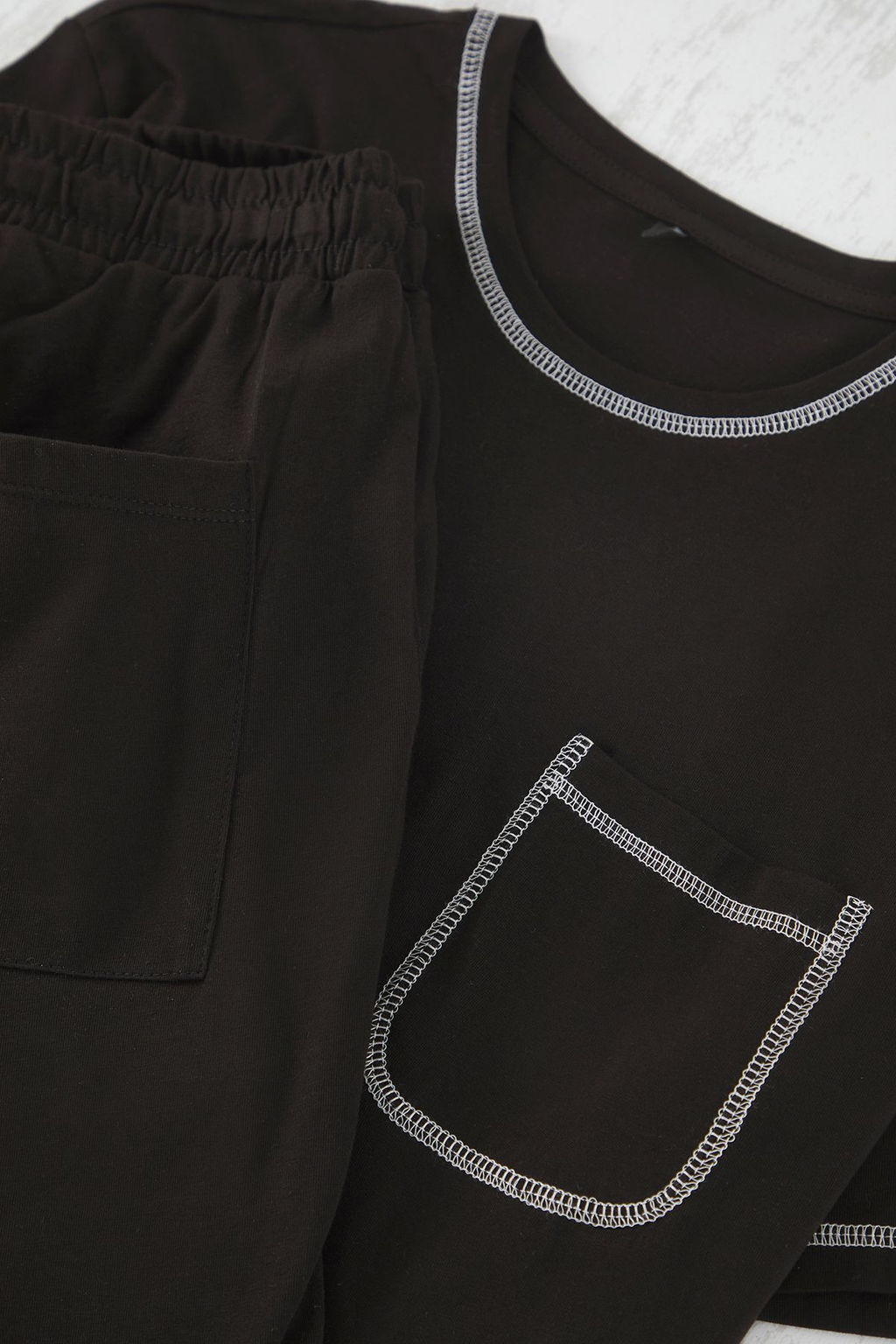 TRENDYOL MAN Gri Regular Fit Karyoka Dikisli Orme Sortlu Pijama Tak?m? TMNSS25PT00017 - Trendyolmilla фото 9