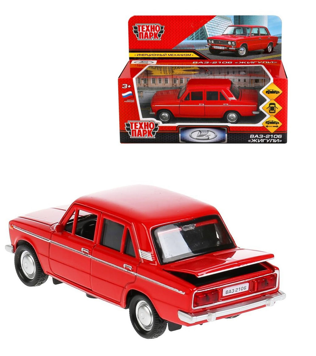 . ВАЗ-2106 "Жигули" металл 12 см, двери, багаж, инерц,красный, кор. арт.2106-12-RD