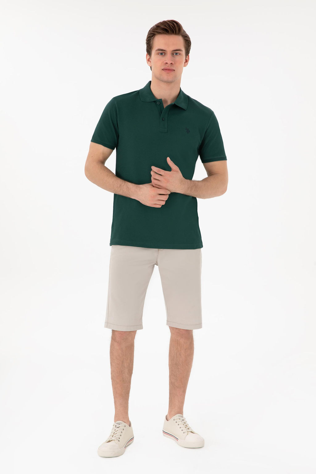 Erkek Slim Fit Polo Yaka Koyu Ye_il Basic Ti__rt Sepette S_rpriz _ndirim - U.s. polo assn фото 11
