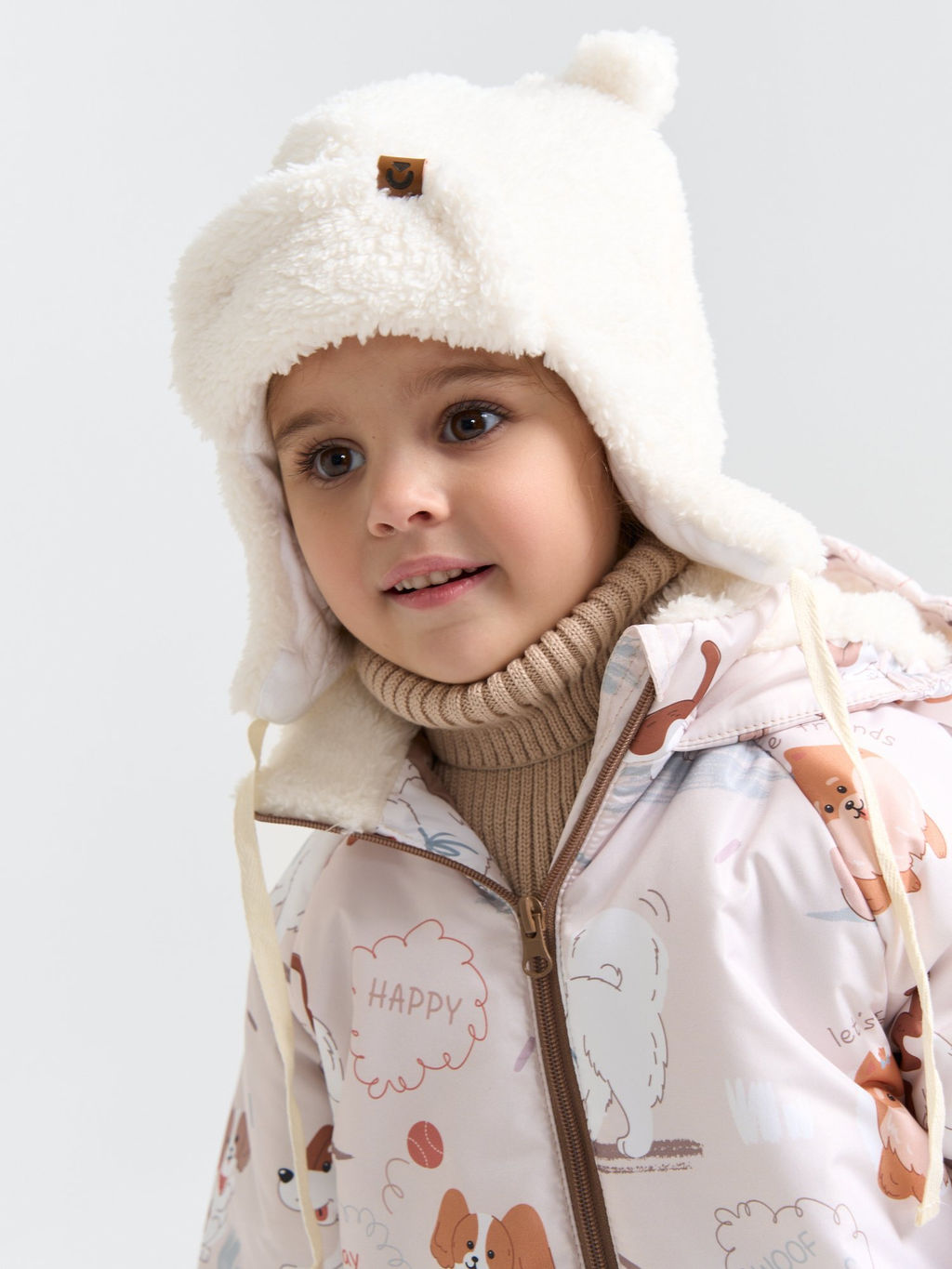 Шапка-ушанка меховая Молоко 0+ - Bungly фото 3