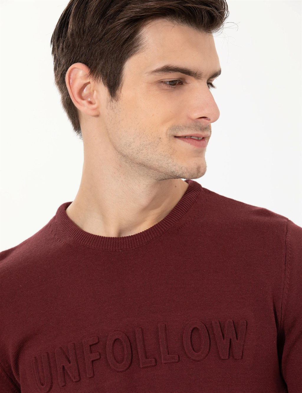 Bordo Slim Fit Bisiklet Yaka Triko Kazak - Pierre cardin фото 2