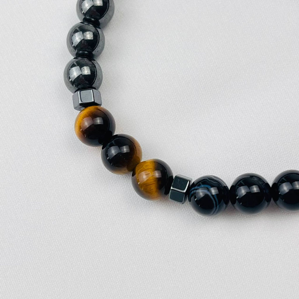 Браслет регулируемый из полосатого Агата,Тигрового глаза и Гематита от 20 см - Радуга самоцветов фото 5