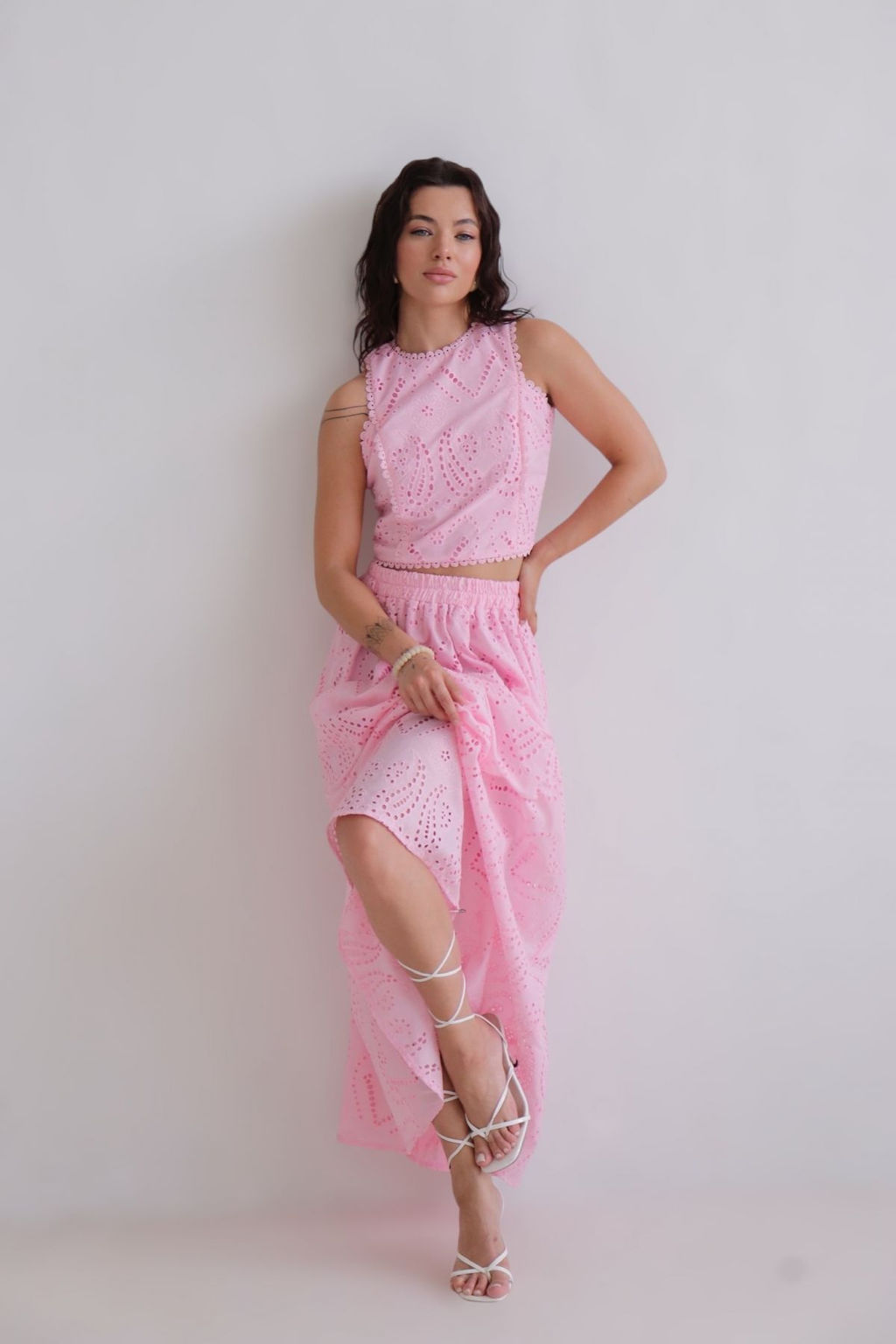 Martichelli Костюм с юбкой хлопковый розовый  фото 9