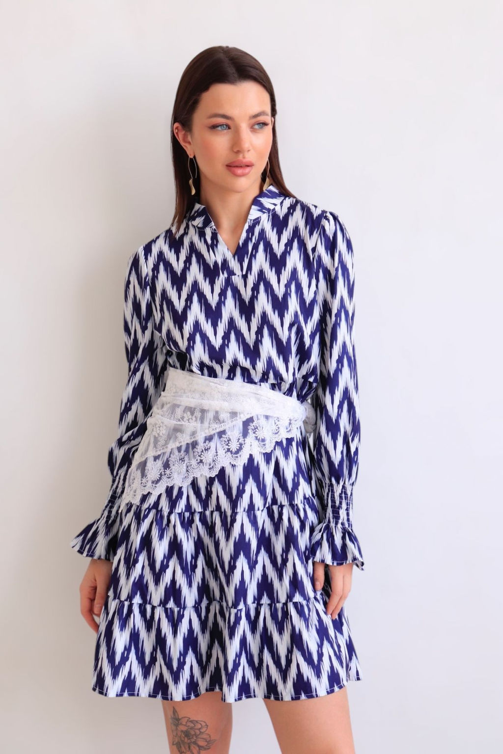 Martichelli Платье зиг-заг бело-синее  фото 15