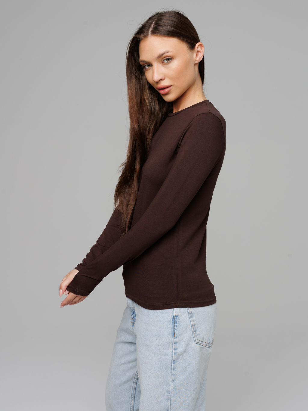 Женский лонгслив Lingeamo темно-коричневый ВК-26 (69)  фото 3
