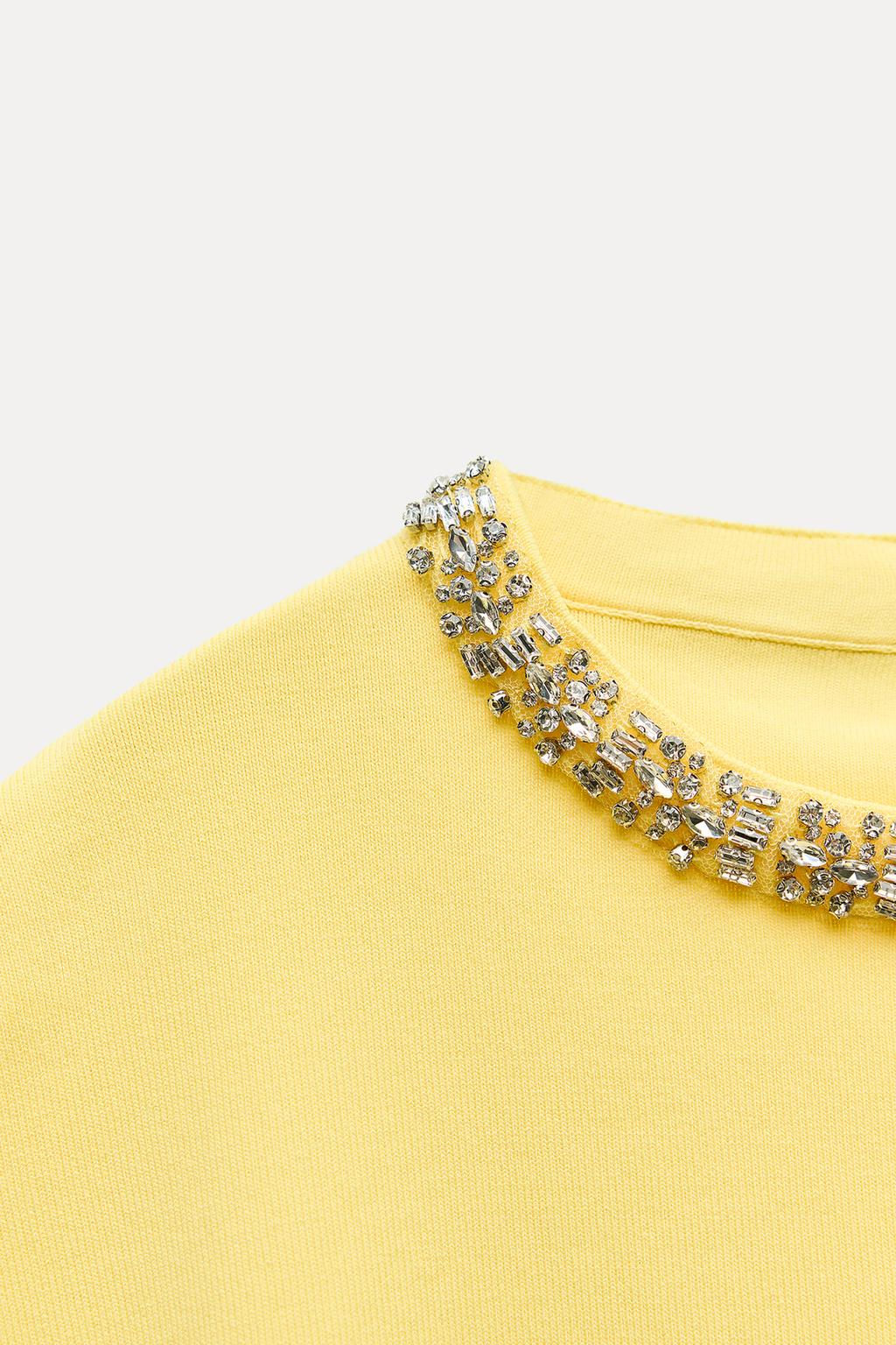 PLAIN KNIT TOP WITH RHINESTONE BEADS - Zara фото 14