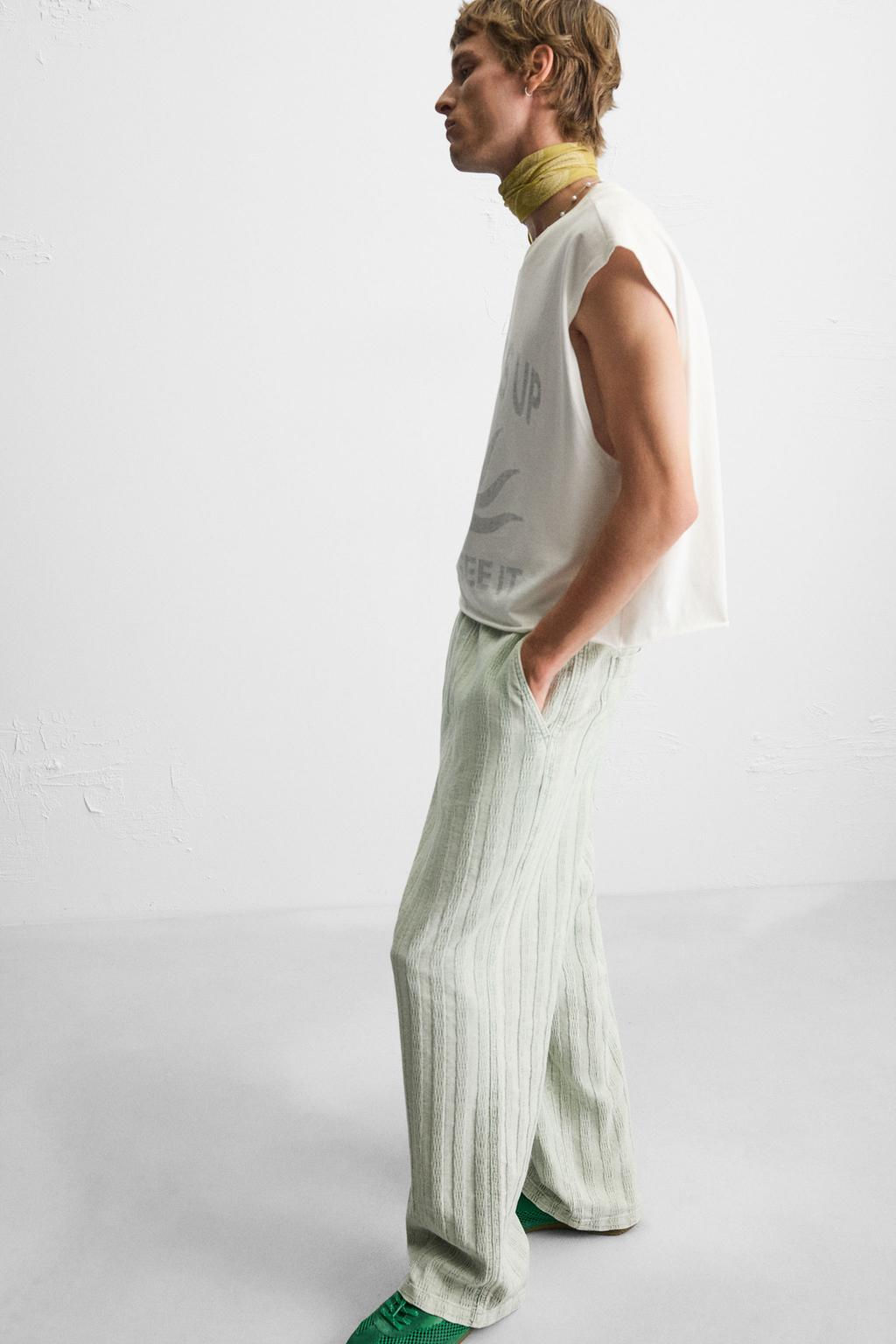 RELAXED FIT JACQUARD TROUSERS - Zara фото 37
