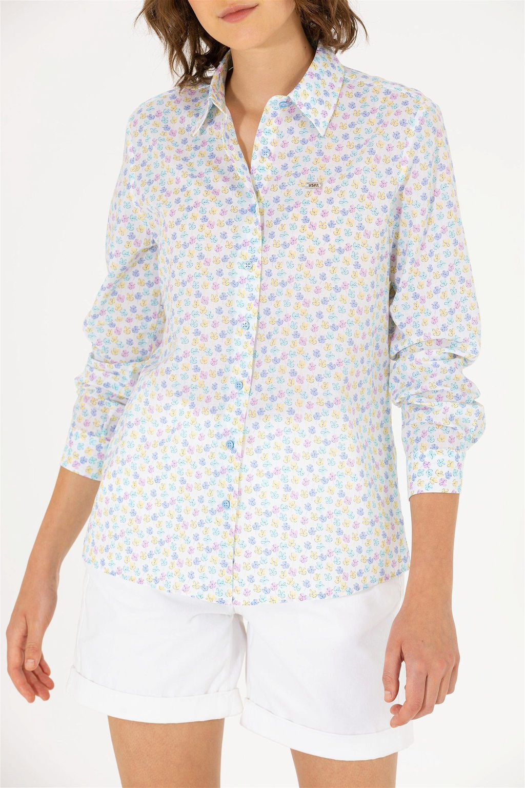 Женская синяя рубашка с длинным рукавом Неожиданная скидка в корзине - U.s. polo assn фото 6