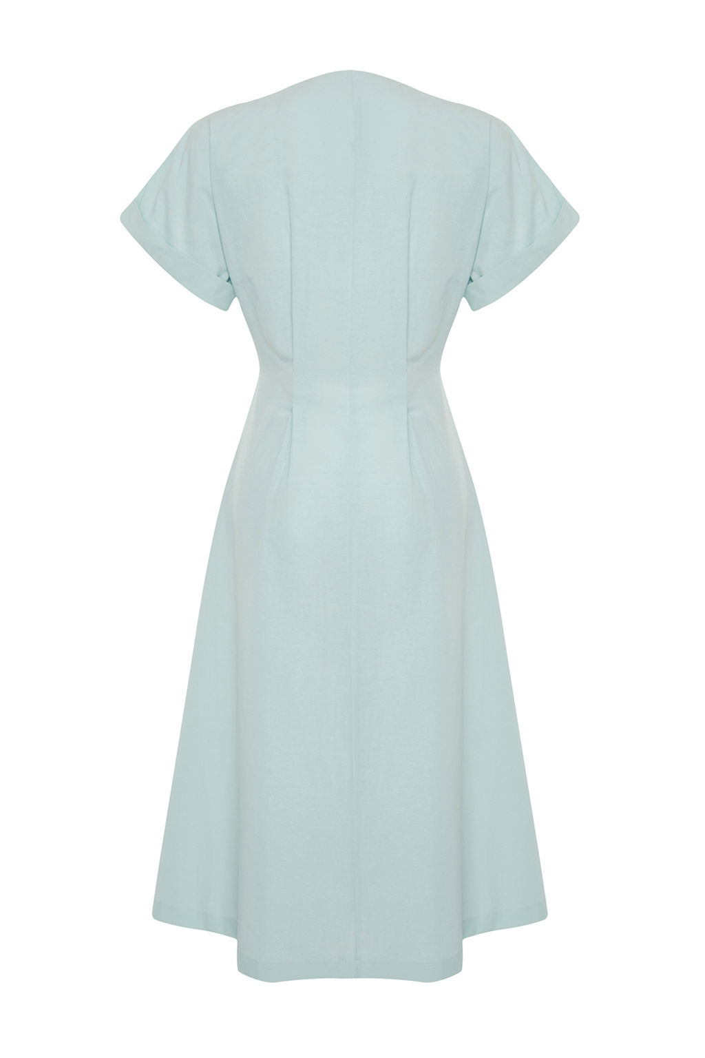 TRENDYOLMILLA Siyah Belden Ac?lan Midi Dokuma Gomlek Elbise TWOSS24EL00052  фото 13