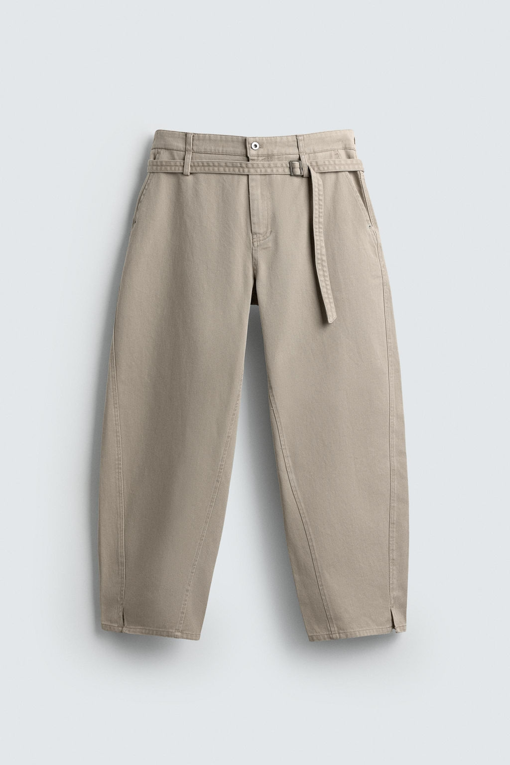 BELTED WIDE-LEG BALLOON FIT TROUSERS - Zara фото 8