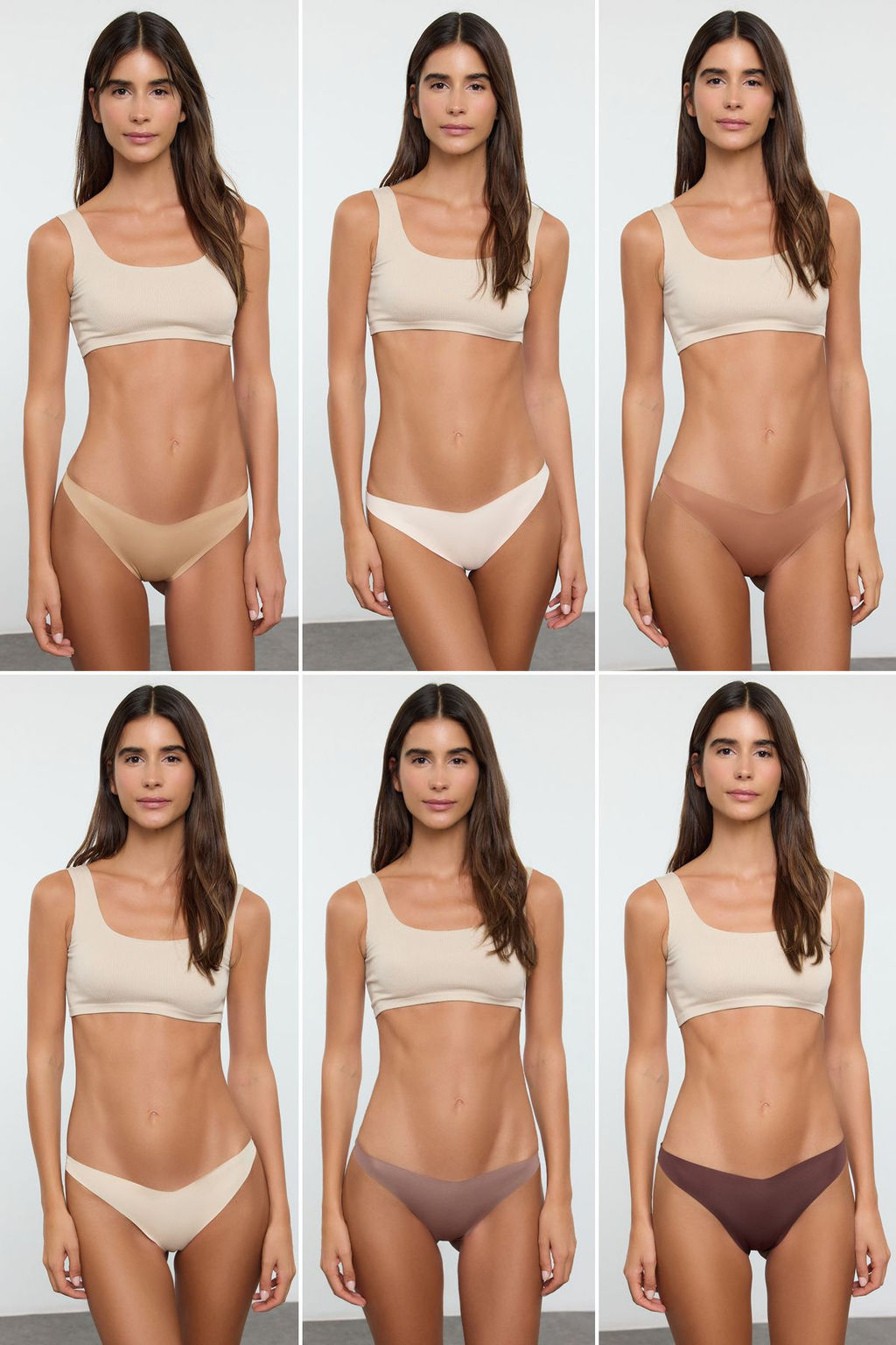 Trendyolmilla Kahverengi-Cok Renkli 6l? Paket Micro Brazilian Orme Kulot THMAW25KU00037  фото 4