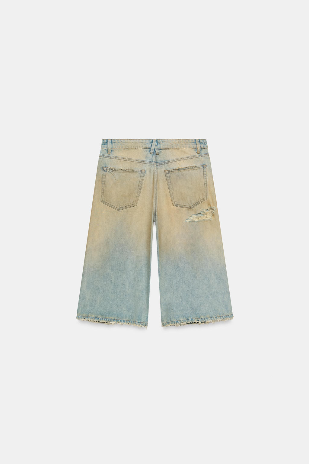 BERMUDA JORTS BAGGY DENIM TRF ROTOS / Azul lavado - Zara фото 2