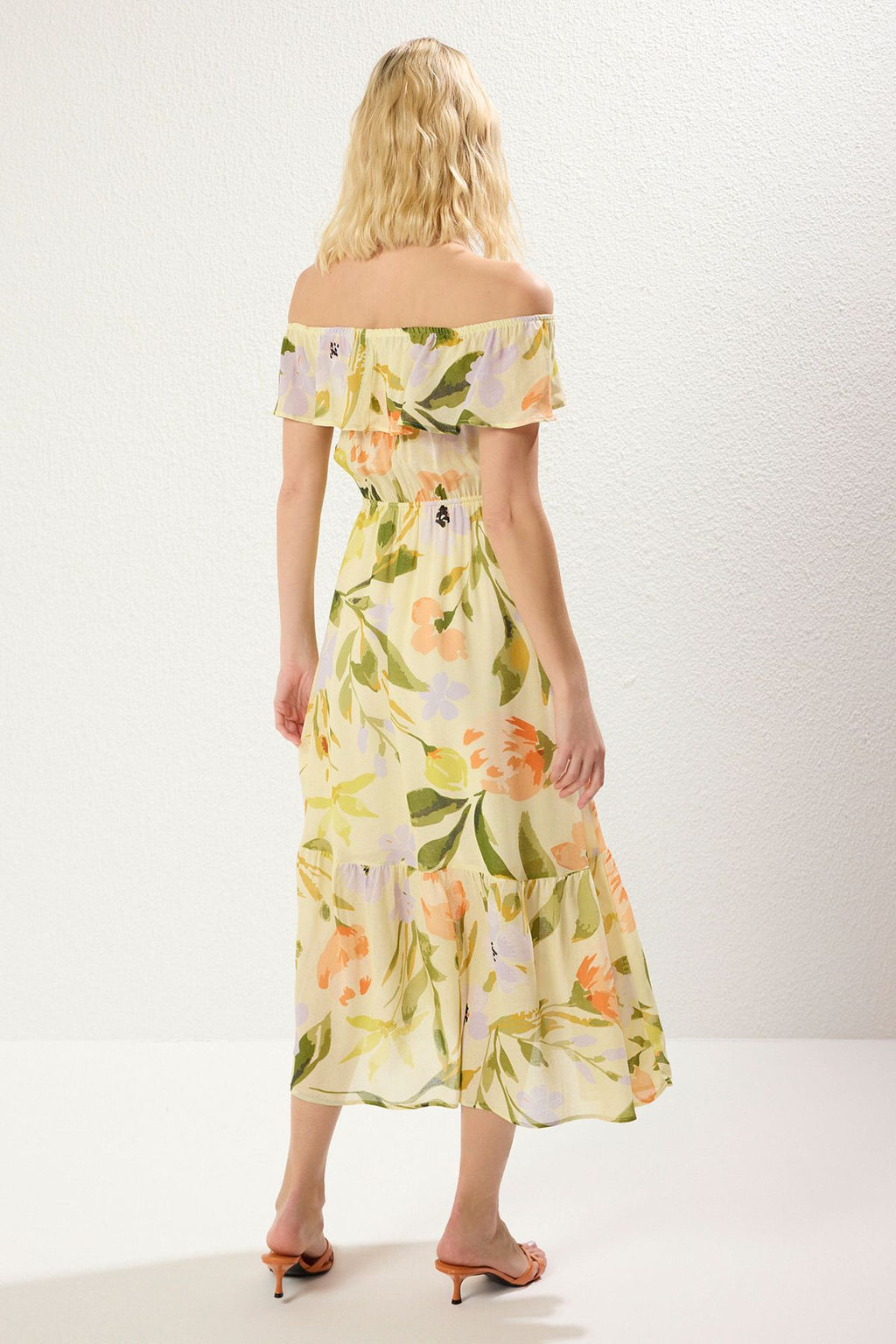 Cok Renkli Cicekli A Kesim Maxi Dokuma Elbise TWOSS25EL00042 - Trendyolmilla фото 5