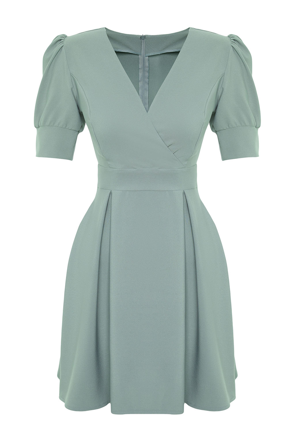 Mint Kruvaze Yaka Skater/Belden Ac?lan Mini Dokuma Elbise TWOSS20EL1639