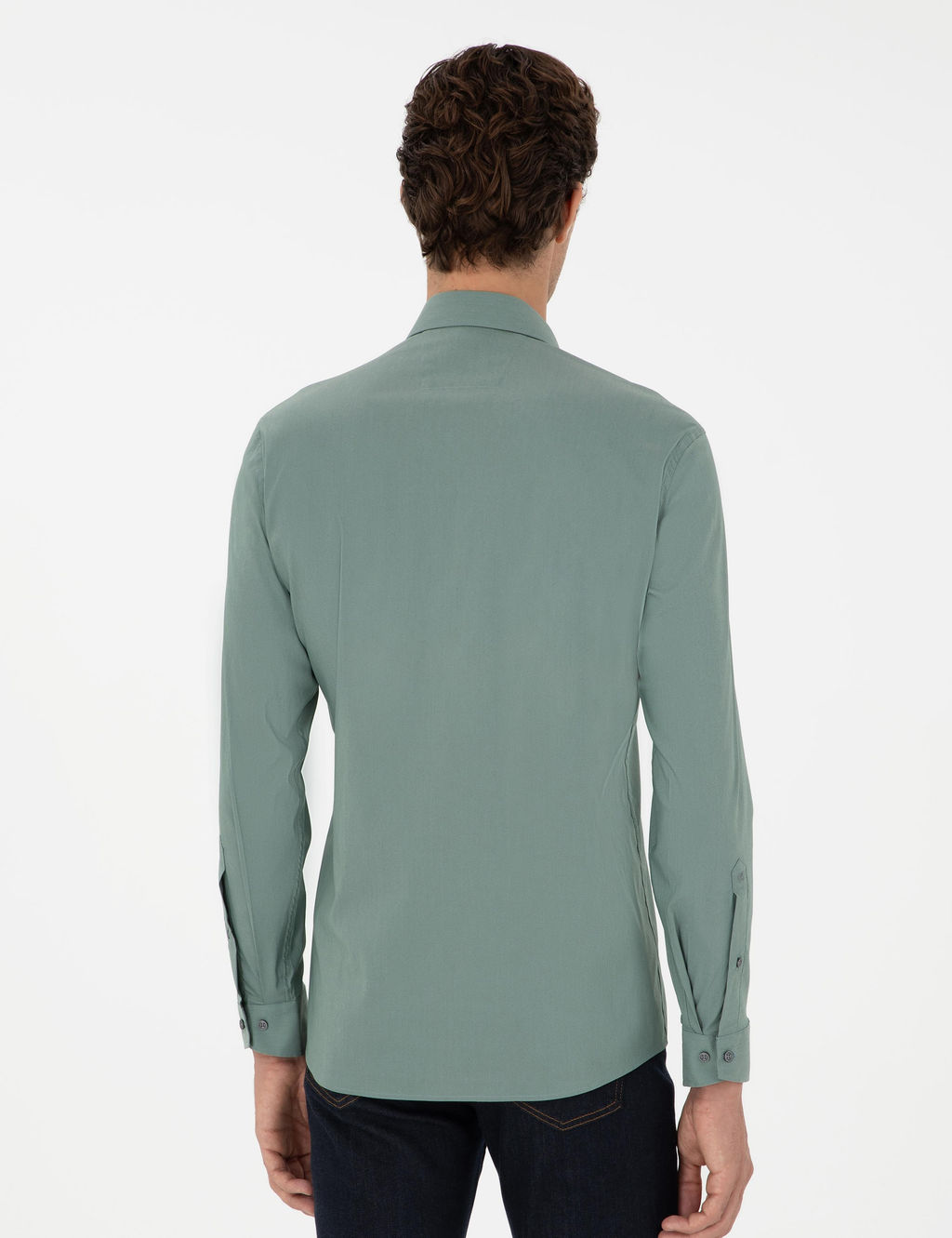 Мятная приталенная рубашка с длинным рукавом - Cacharel фото 5